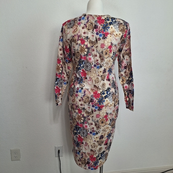 Asos Curve Jewel Flower Print V-Neck Coquette Bodycon Cottagecore Midi Dress 16 - Picture 7 of 11